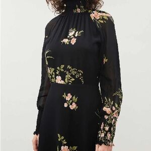 Reformation Black Floral Long Sleeve Dress